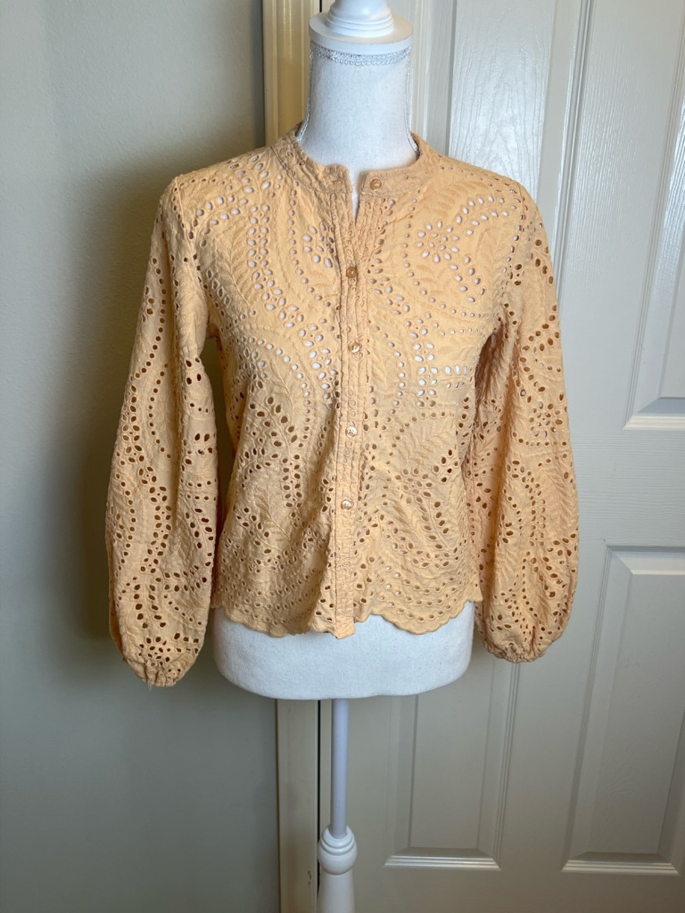 JOIE Eyelet Button Down Top